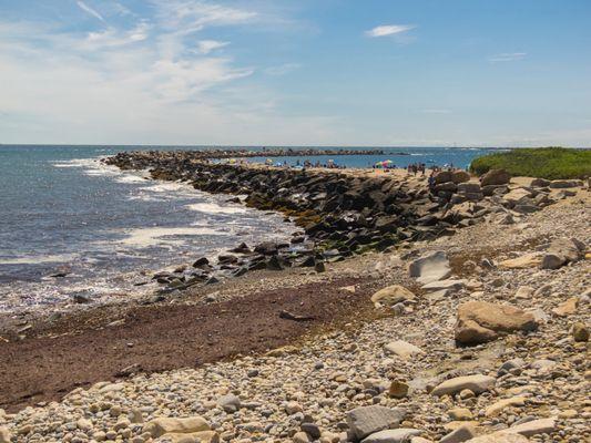 The jetty from the edge of the parking lot