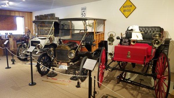 Some of the antique automobiles currently on display