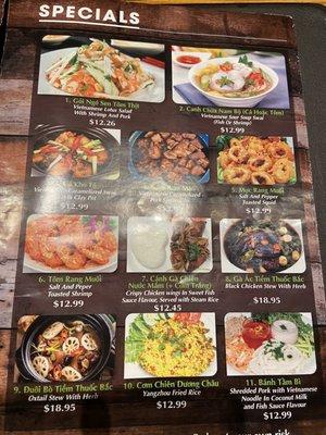 Menu - specials