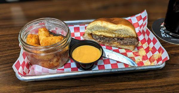 6 oz cheeseburger with house tots