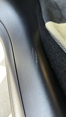 Scuffs from seat removal after they sliced my seat and repaired we managed to damage more