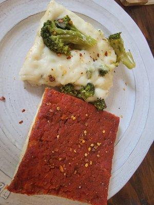 Tomato pie and broccoli/garlic.