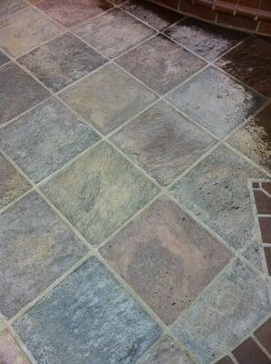 Exterior slate tile after cleaning. (Photo 1 Before)