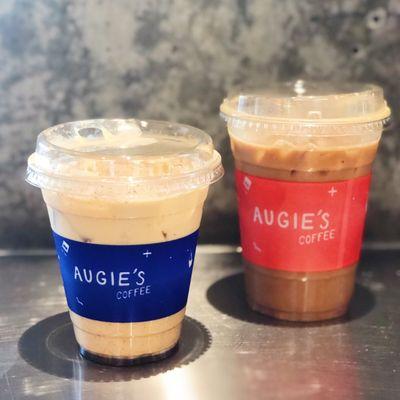 Left: Iced Honey Cinnamon Latte Right: Cold Brew w/ Almond Milk