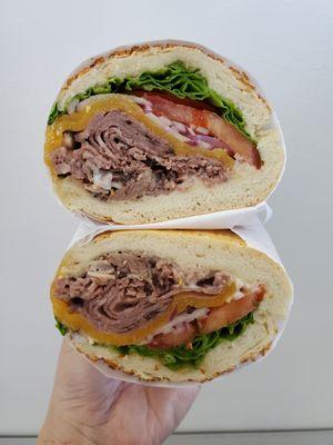 Roast Beef, Cheddar, Horseradish Cream on Dutch Crunch