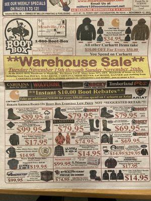 Warehouse Sale ...