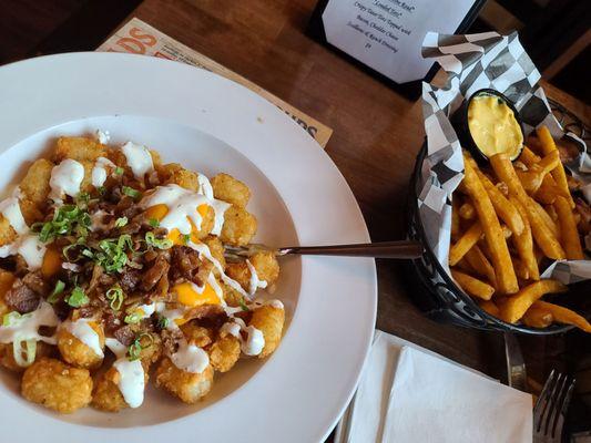 Bacon covered tots AND chicken tenders w.fries