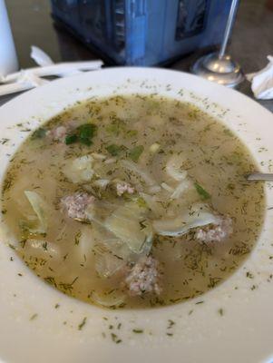 Cabbage soup with meatballs