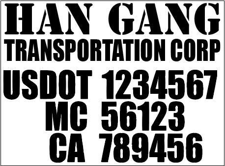 USDOT number stickers for trucks outdoor adhesive vinyl. Fast production turnaround 1 business day. Visit us in La Puente or call our store