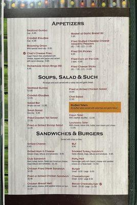 Updated menu