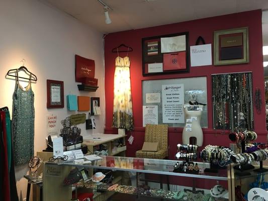 Our store front and jewelry display.