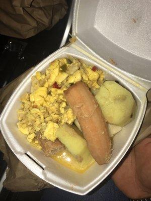 Ackee and salt fish with food