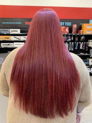 Cherry red hair done by Luci