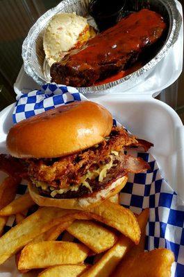 To go order - Western Bacon Cheeseburger and BBQ pork ribs