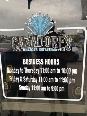 Business hours.