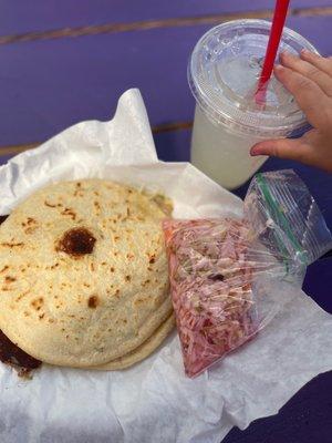 Pupusas with lemonade