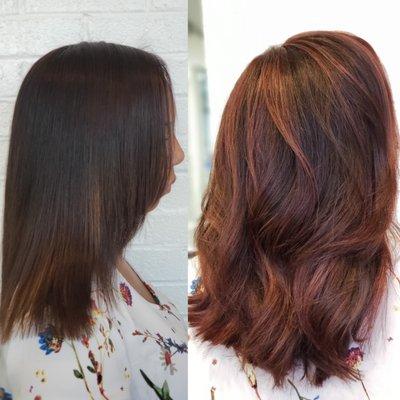 Full balayage and red toner! By Wesley Dews