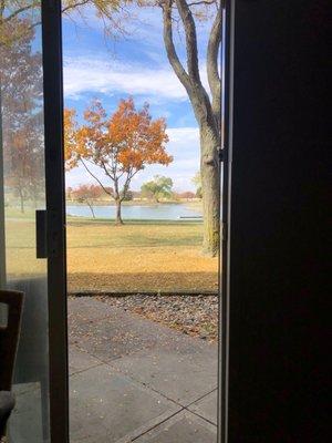 View from my room on a warm, beautiful fall day with the door open.