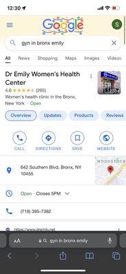 Dr Emily Women's Health Center