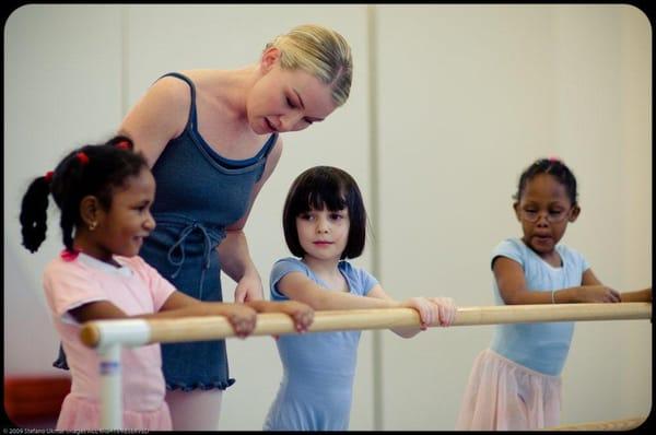 Some of our youngest dancers practice at the barre.