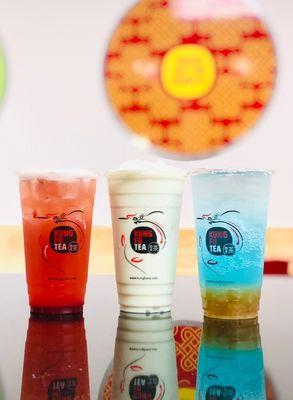 Strawberry lemonade 
Pina colada slush 
Blue island punch