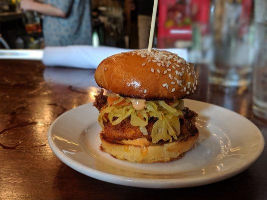 Fried chicken slider on happy hour. Quite good!