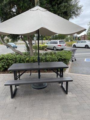 This is the only table available outside, they set it up when they don't have enough tables inside.