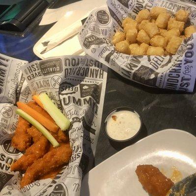 Buffalo tenders, tater tots