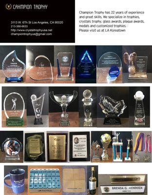 #LosAngeles #Koreatown 
 #Plaque
 #Promotional Materials
 #Nameplate #Medals
 #Sandblasting #Award #Resin Sculptures  #Wine,Champagneglasses