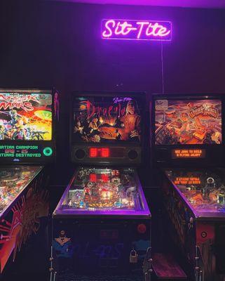 6 pinball machines: 75 cents or $1 per game