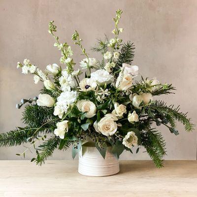 Winter Whites seasonal flower arrangement