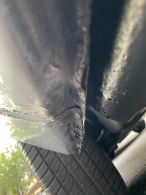 Panels and welds not treated properly. Rust formed the next day.