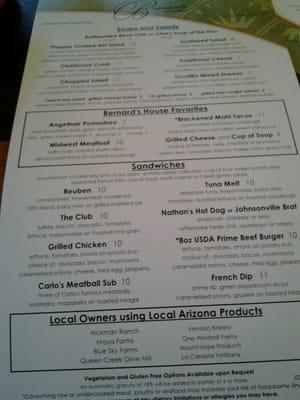 Bernards Menu