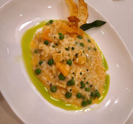 A twist on Risotto made with Old Amsterdam Gouda, Peas, Parsnips and Butternut Squash