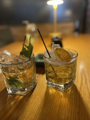 Mint julep and amaretto sour