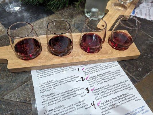 Flight of red wines