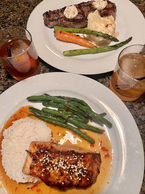 Vietnamese Salmon and Grilled New York Strip