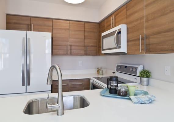 Sleek, antimicrobial, spill-proof white quartz countertops