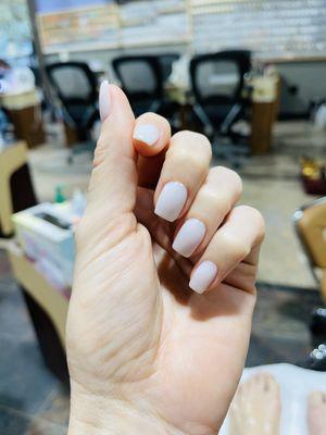 Soft white, milky white nails.