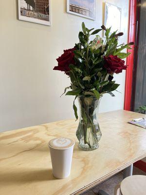 coffee! fresh flowers! and beautiful art!