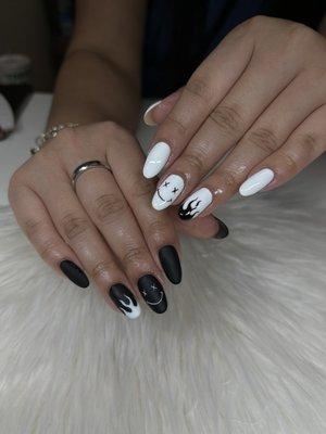 Structure gel manicure with nail art