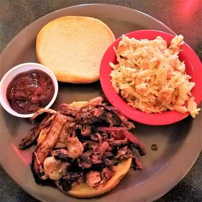 Pulled Pork BBQ with slaw on the lunch menu