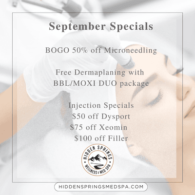 Our September 2024 Specials! Book your treatments now!