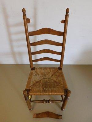 Before - cane seat dining chair w/ broken crest rail