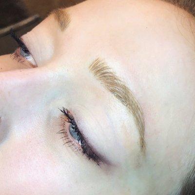 Microblading blonde brows by Akela