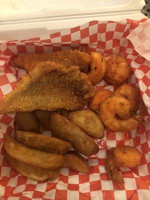 7 oz catfish & 6 shrimp w/ fries