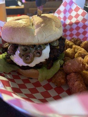 Olive black bean burger.