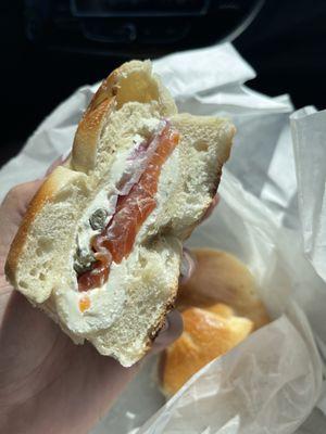 Lox & cream cheese, plain bagel.