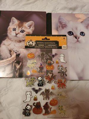 Such cute kitty notebooks and halloween kitty stickers