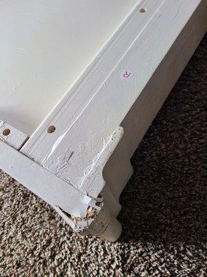 Damaged right out of the box, headboard.